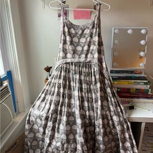 LIDO S/M Breezy Cotton Block- Print Maxi Dress with Tie Straps